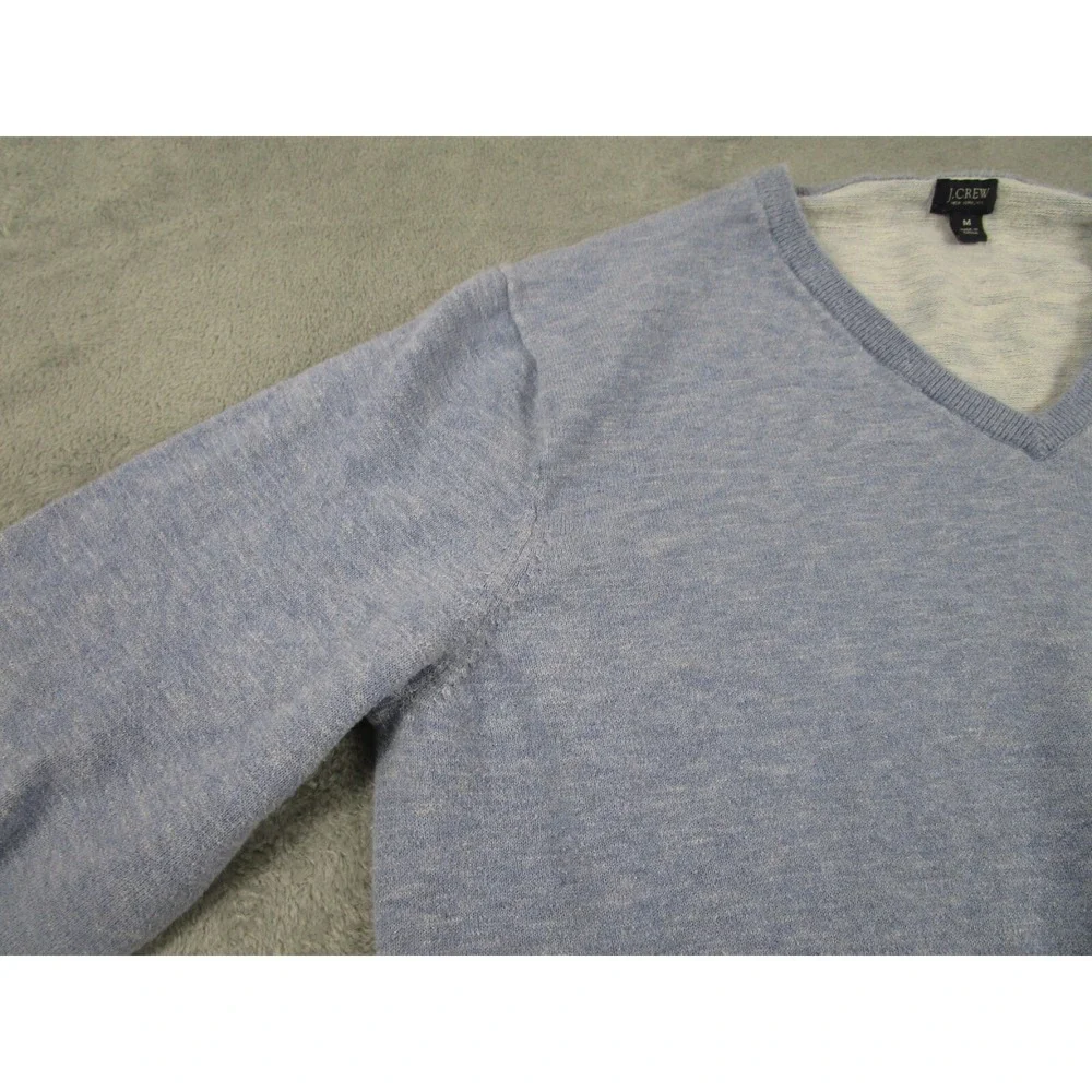 J Crew Sweater‎ Mens Medium Blue Knit Pullover V Neck Preppy